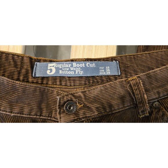 Zara Brown Corduroy Baggy Bootcut 5 Button Fly Pants Mens 38 Casual Office Work - Picture 3 of 8